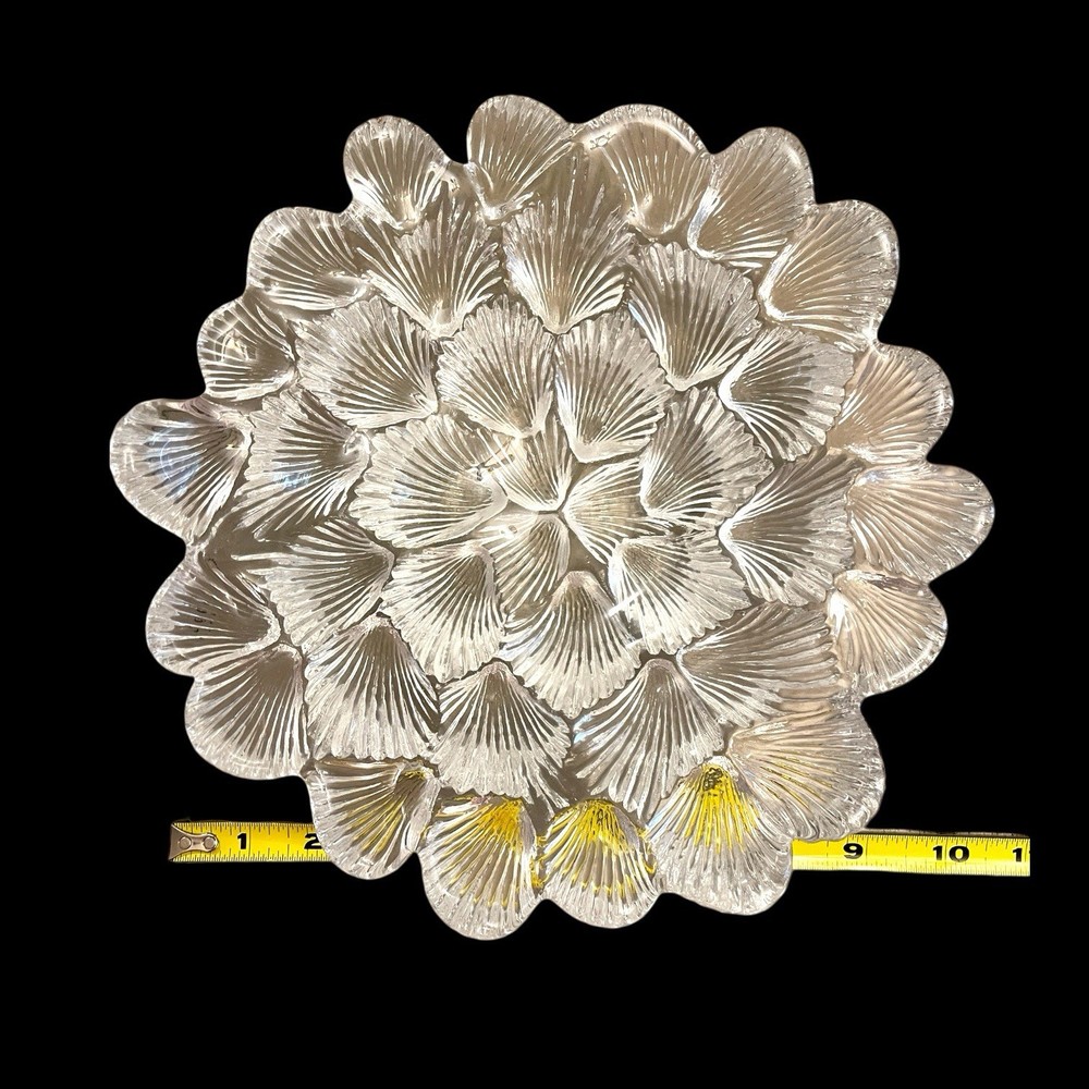 Vintage 9” Royal Copenhagen Clear Crystal “Musling” Shell Bowl Elegant Heavy Wow