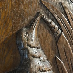Antique French Hand Carved Oak Bird Relief Wall Panel Plaque Game Bird 21″