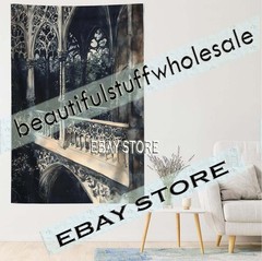Gothic Castle Balcony Wall Hanging Tapestry Spooky Night 39X59 in