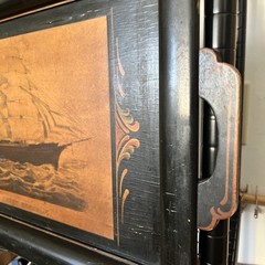 Very Old Wood Tray By Cross London Great Republic Ship Made In Rochester Ny USA
