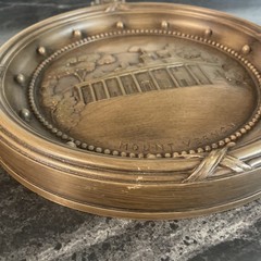 2 HOMCO Patriotic Independence Hall Mount Vernon Wall Decor Brown Gold VTG 60s