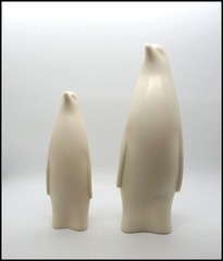 Vtg Meito Luxe China Modernist Penguin Figurine Pair MCM Noritake Blank Japan 2