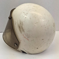 Vintage White Motorcycle Helmet Size Medium 6 7/8 – 7 1/8 Lots of Wear See Photo