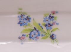 Limoges France Floral Olive Mints Tray Pencil Jewelry Trinket Forget-Me-Not Gold