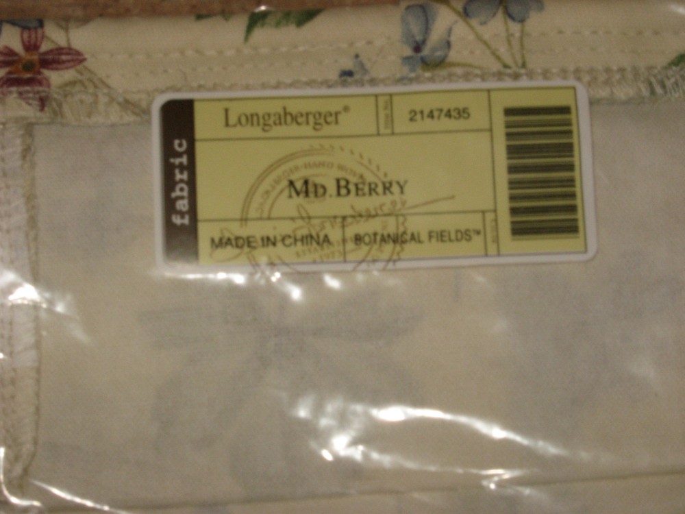 Longaberger Medium Berry Basket Liner only in Botanical Fields fabric in bag!