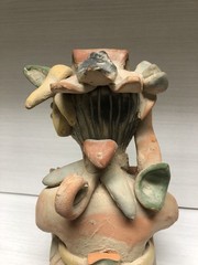 Antique Pre-Columbian Maya Mexican Red Clay Terracotta Pottery Figurine 9”