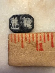 Antique Wedgwood Black Basalt Cameo Plaque Sacrifice Hymen Cracked Loose 7/8″