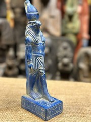 Ancient Egyptian Horus Falcon Statue Rare Lapis Lazuli Pharaonic Figurine BC