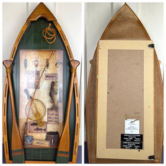 Rustic Canoe Shadow Box Fishing Wall Art – Bass, Lures, & Miniature Oars