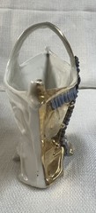 VTG Ceramic Basket Gold Trim Handle Flowers “A Present from Portrush” Ireland