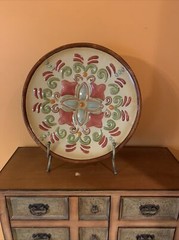 Metal Punched Tin Plate Decorative 20”Hand Painted With Stand