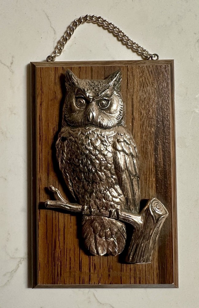 A&J Vintage Faux Pressed Copper Owl Hanging Wall Art Home Decor Made In Canada