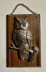 A&J Vintage Faux Pressed Copper Owl Hanging Wall Art Home Decor Made In Canada