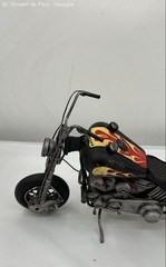 Vintage Motorcycle Metal Art Handcrafted Black Yellow Flame Great Condition 12″