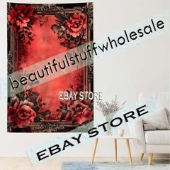 Gothic Wall Tapestry Floral Border victorian romantic elegance 59X82 in