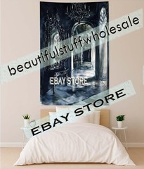 Gothic Hallway Wall Hanging Tapestry Dark Arches 39X59 in