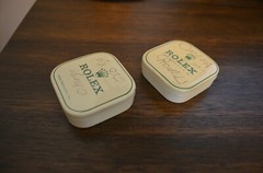 2 Vintage Rolex Tin Watch part boxes – 2 x 2 x .75