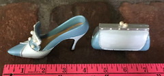 NOS AVON All Dressed Up miniature Ethereal BLUE High Heel SHOE and HANDBAG
