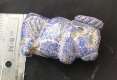 Highe Grade Lapiz Lazui Stone Very Antique Old Wild Bull Animal Amulet Bead
