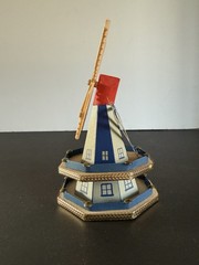 VINTAGE WOOD & HARD PLASTIC BLUE HAND-CRAFTED WINDMILL – MADE IN HOLLAND