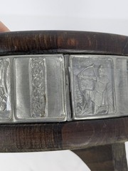 Norwegian Wooden Ale Bowl Norway Viking Vessel Trinket Candle Tray Metal Stamped