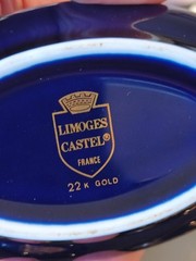 Limoges Castel French Porcelain Blue & gold Collection 10 Piece Set Miniature