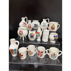 15pc W.H. Goss Miniature Crested China Collection Vintage British Souvenir Lot
