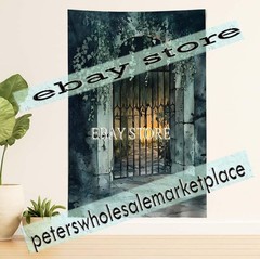 Gothic Iron Gate Tapestry Haunted Garden 59X82 in