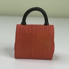 Decorative Ceramic Purse -Finely Detailed Orange -2”x2.5” Black Bow & Handle