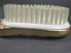 Gold Plated Ornate Floral & Scrolls Design 8″ Brush w/ White Bristles
