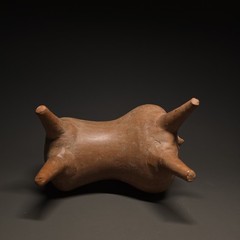 CIRCA NEAR EASTERN AMLASH ERA TERRACOTTA RHYTON VESSEL OF AN ANIMAL.