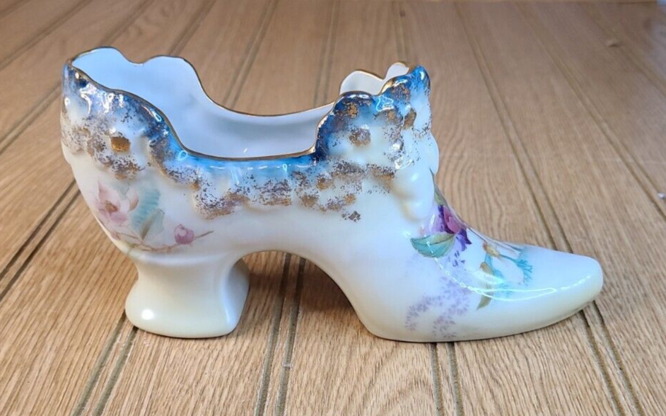 VINTAGE RS SUHL MARKED HAND PAINTED VICTORIAN EDWARDIAN PORCELAIN SHOE