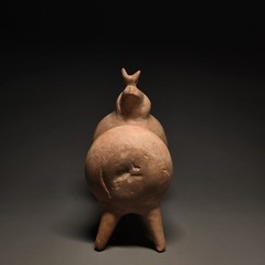 CIRCA NEAR EASTERN AMLASH ERA TERRACOTTA RHYTON VESSEL OF AN ANIMAL.