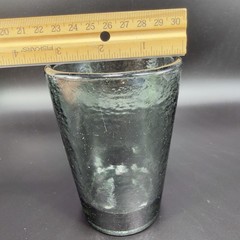 Fire and Light Recycled Glass Tumbler Charcoal Barware Glasses 4.5inch Set 2 VTG