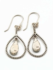 Roman Glass Silver925 Earrings Ancient Authentic 200 BC Fragment Bluish Patina