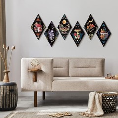 6 Pieces Gothic Wall Decor Boho Sun Moon Phases Wall Art Gothic Minimalist St…