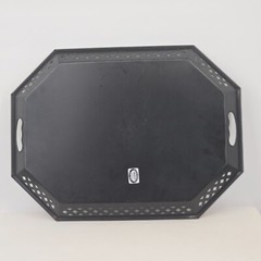 VTG Nashco 20×15 Black Toleware Serving Tray Hand-Painted Signed by Francis