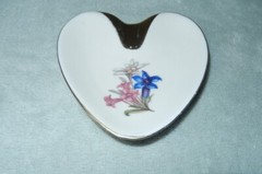 Vintage Cottier Freres Switzerland Floral Heart-Shaped Miniature China Dish-RARE