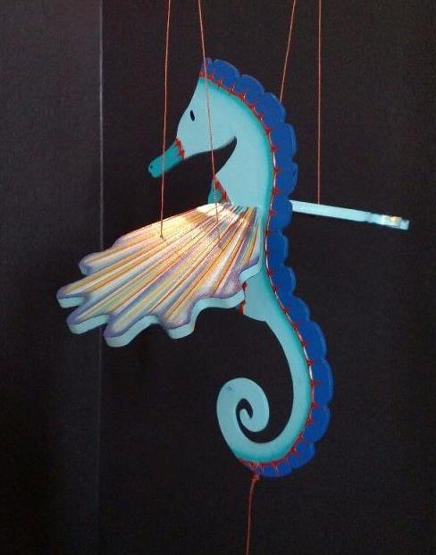 Flying Seahorse Blue Mobile Sea Shore Decor Colombia Fair Trade Hand Painted