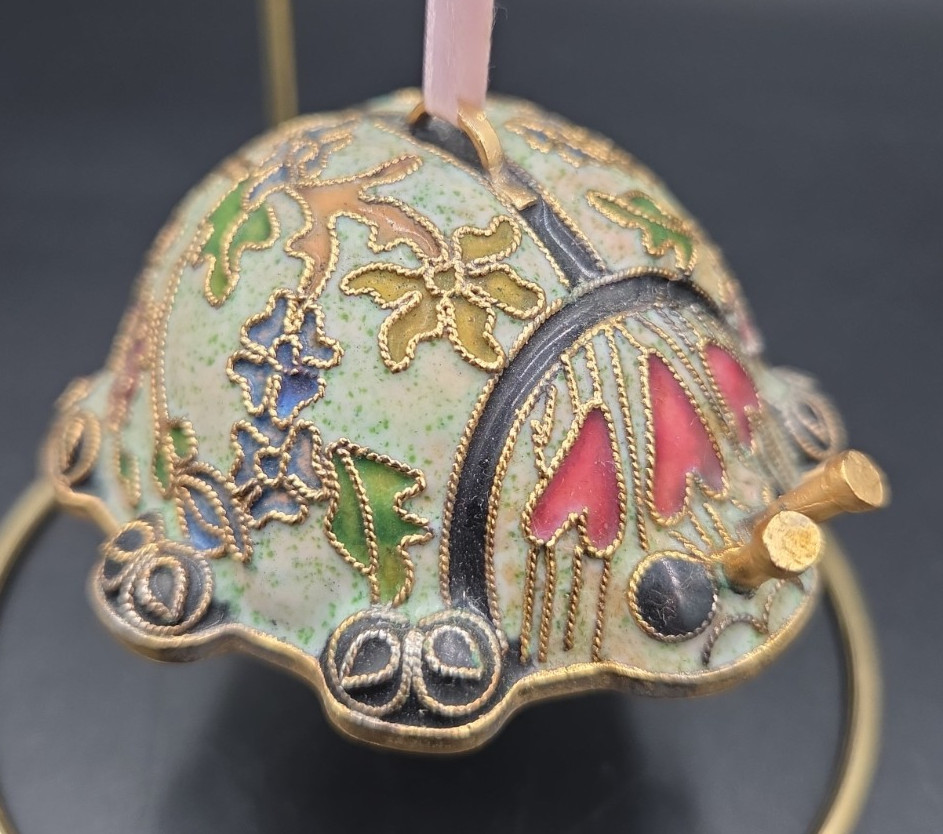 Cloisenne Enemaled Lady Bug Ornament Cooper,Gold,Enamel,Silver