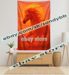 Fire Horse Spirit Tapestry 3D relief look Wall Art fantasy decor 59X82 in