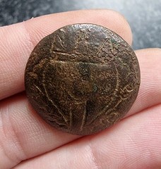 Post Medieval Button 17th Century Decorated Thistle Metal Detecting Find Antique
