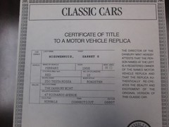 Danbury Mint Paperwork 1958 Ferrari Testa Rossa