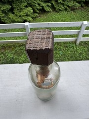 Whimsy Bottle * Not A Ship in Bottle * Folk Art * Wooden Chair With Woven Seat