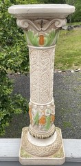Vintage 20th C Plaster Neoclassical Jardiniere Pedestal Stand 9 Muses Garden Art