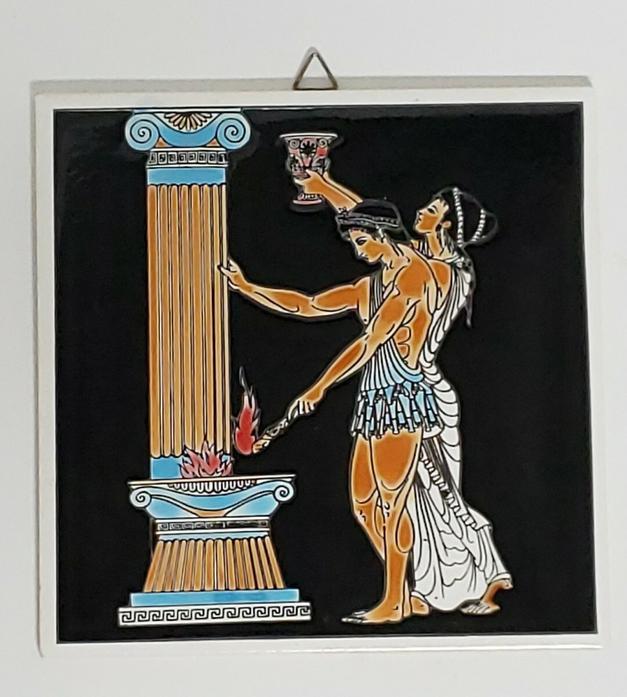 Olympic Flame Handmade Decorative Tile Made In Greece