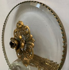 VTG Gold Ormolu Hollywood Regency Brass Beveled Glass Divided Trinket Jewel Box