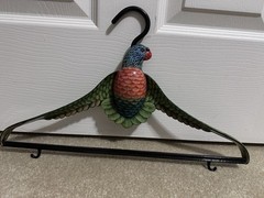 Vintage Parrot Bird Resin Plastic Painted 3D Shaped Clothing Hanger