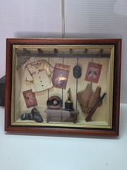 Baseball 3D Shadow Box Miniatures in Resin Wood Frame Sports Wall Hanging