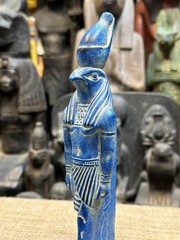 Ancient Egyptian Horus Falcon Statue Rare Lapis Lazuli Pharaonic Figurine BC